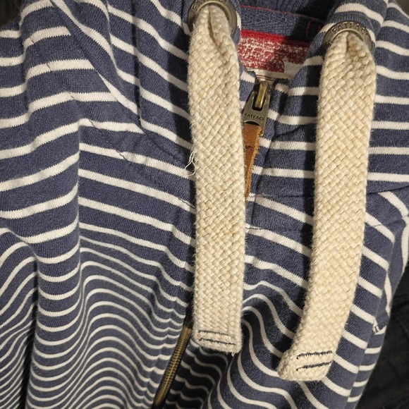 Fat Face UK Women's Full Zip Hoodie Blue And White Striped W/ Pockets Size 4 - Picture 8 of 10